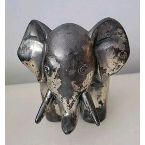 Jennings Brothers JB2955 Antique Heavy Elephant Sculpture w/Silver Plating 1940s